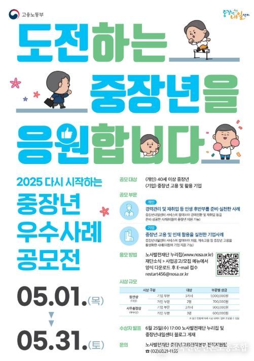 「2025년 다시 시작하는 중장년 우수사례 공모전」참가 안내 포스터
