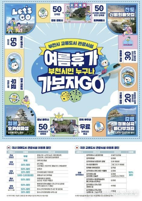 교류도시 관광시설 이용료 할인혜택 홍보 포스터