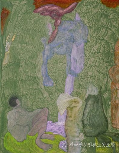 낯선 평온, 캔버스에 아크릴 유채, 40.9x31.8cm, 2025