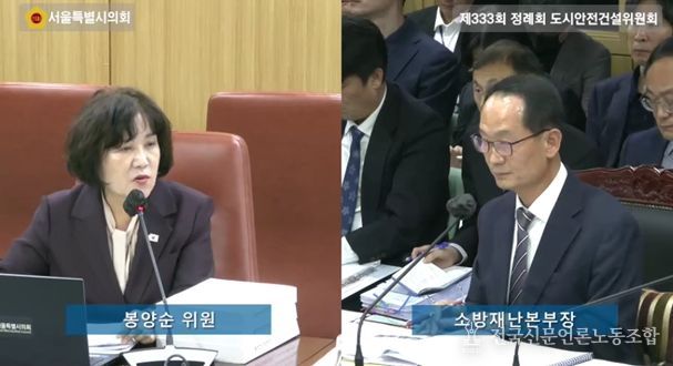 질의하는 봉양순 시의원