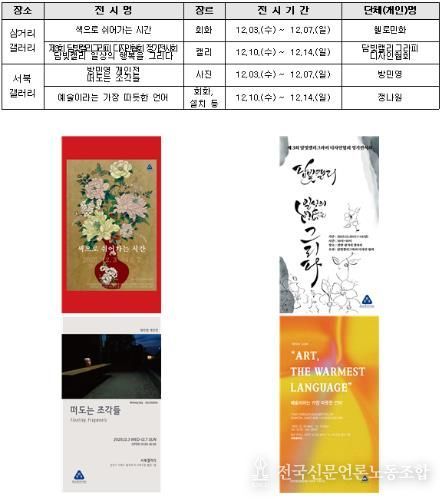 천안문화재단 12월 한 뼘 갤러리 공간지원사업 전시 홍보문.