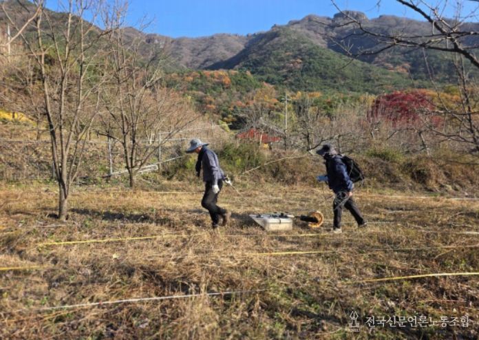 김천 갈항사지 GPR탐사 시범조사 모습 (2025년 11월)