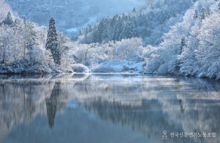 화순 세량제의 겨울아침(정인희 작품).