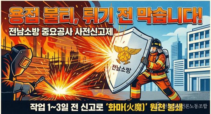 전남소방, 공사장 화재 ‘원천봉쇄’... 중요공사 사전신고제 연중 운영