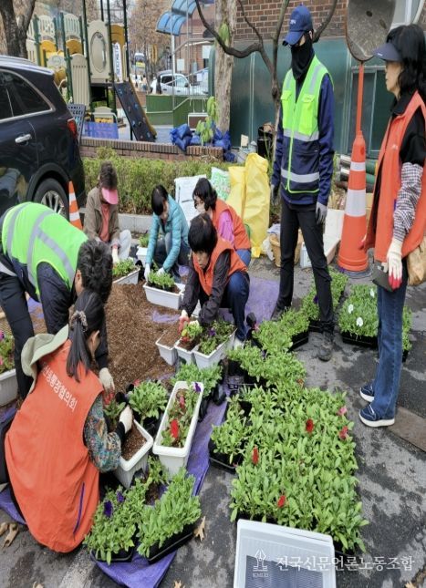 고양시 풍산동, 봄맞이 초화 식재