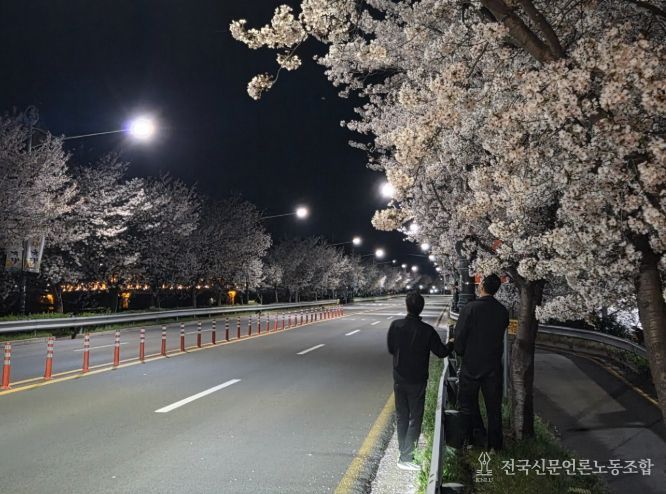 점검반이 미점등 가로등을 점검·수리하고 있다.