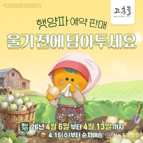 고흥군 고흥몰, 거금도 햇양파 예약 판매 시작