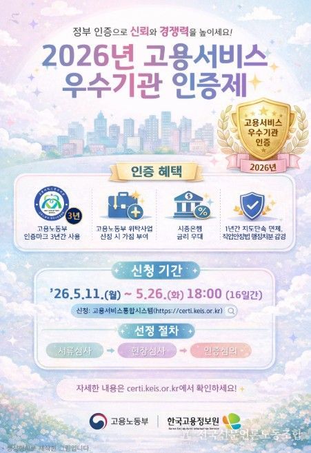 2026년 고용서비스 우수기관 인증제 포스터